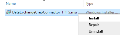 Placeholder screenshot of the Data Exchange Creo Connector install wizard