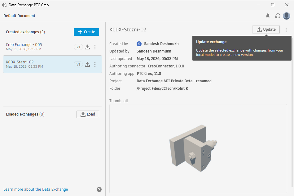 Placeholder screenshot of the list of available Data Exchanges with a project drop-down
